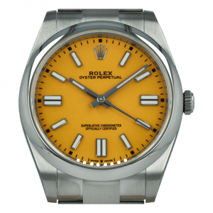 Rolex Oyster Perpetual men's mirror watch, yellow dial – view 4
