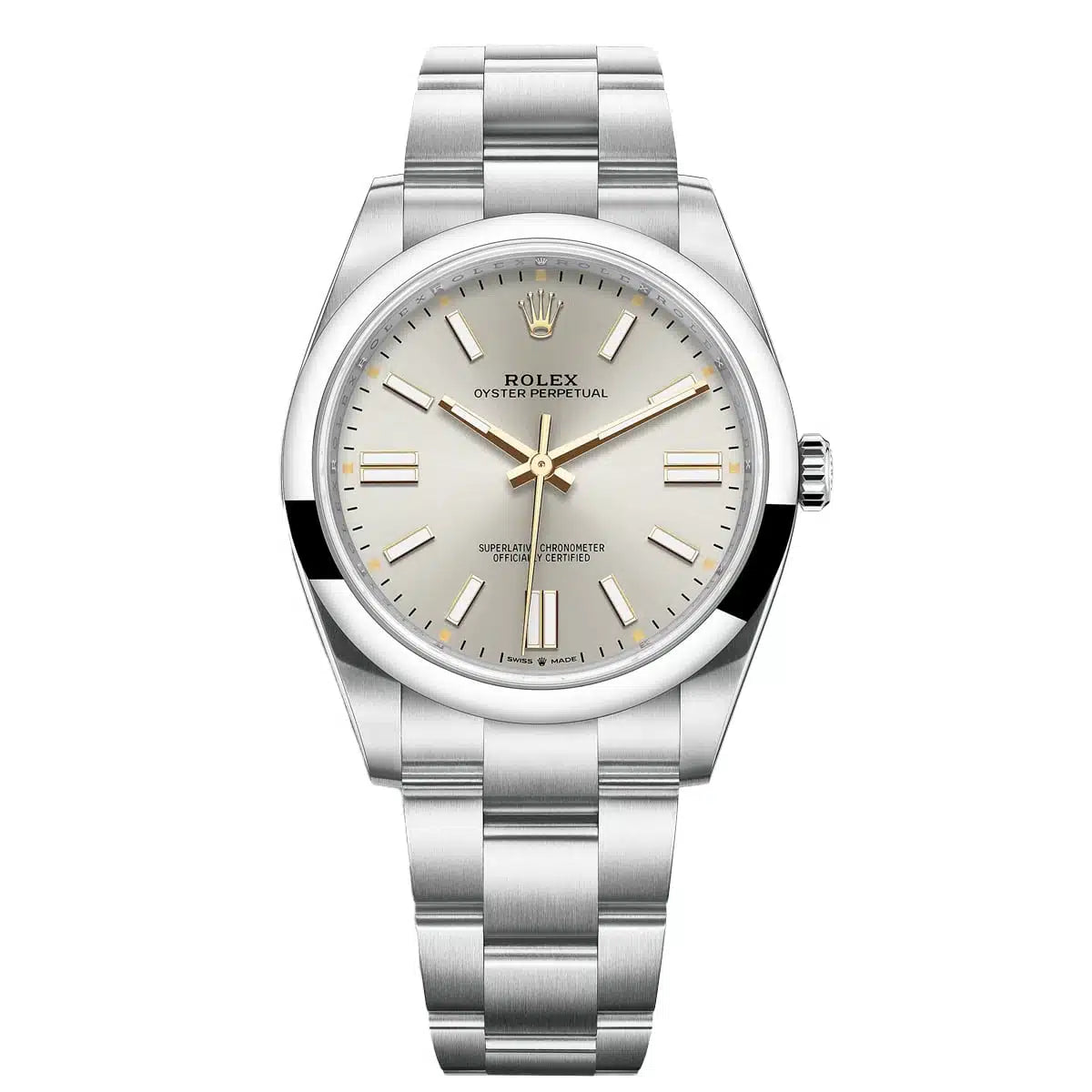 Rolex Oyster Perpetual 34mm Men's Mirror Automatic Watch – Silver Dial & Silver Stainless Steel Bracelet