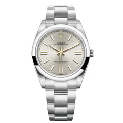 Rolex Oyster Perpetual 34mm Men's Mirror Automatic Watch – Silver Dial & Silver Stainless Steel Bracelet