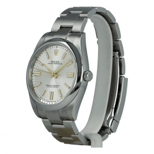 Rolex Oyster Perpetual men's mirror watch, silver dial – view 2