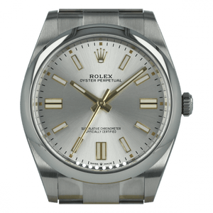Rolex Oyster Perpetual men's mirror watch, silver dial – view 3