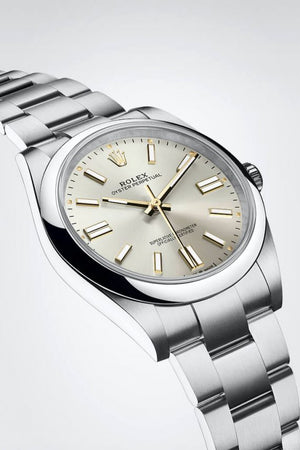 Rolex Oyster Perpetual men's mirror watch, silver dial – view 6