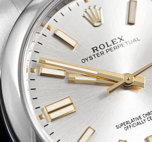 Rolex Oyster Perpetual men's mirror watch, silver dial – view 7