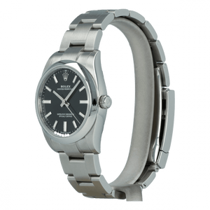 Rolex Oyster Perpetual men's mirror watch, black dial – view 2