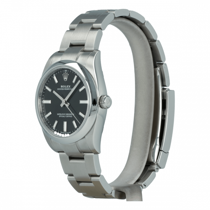 Rolex Oyster Perpetual men's mirror watch, black dial – view 2