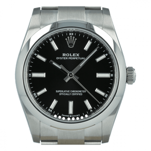 Rolex Oyster Perpetual men's mirror watch, black dial – view 6