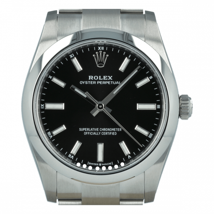 Rolex Oyster Perpetual men's mirror watch, black dial – view 6