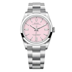 Rolex Oyster Perpetual 41mm Men's Mirror Automatic Watch – Pink Dial & Silver Stainless Steel Bracelet
