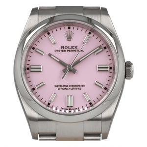 Rolex Oyster Perpetual men's mirror watch, pink dial – view 3