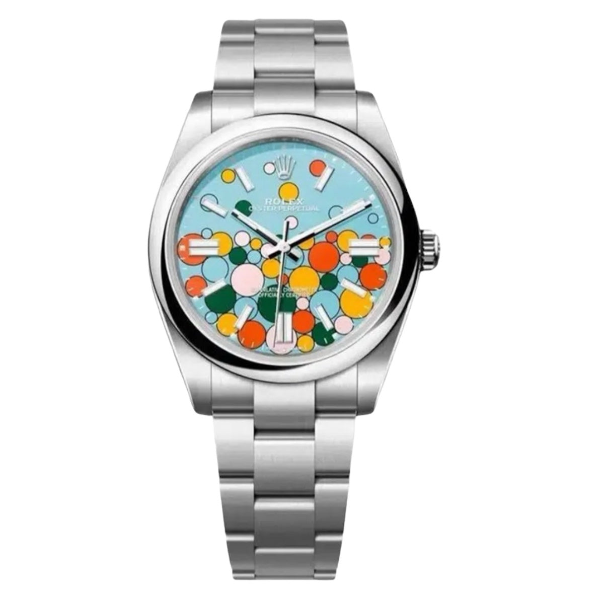 Rolex Oyster Perpetual 41mm Men's Mirror Automatic Watch – Ice Blue Dial & Silver Stainless Steel Bracelet