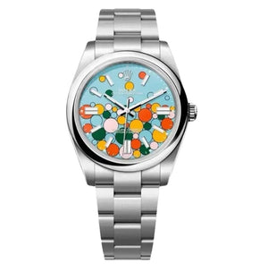 Rolex Oyster Perpetual 41mm Men's Mirror Automatic Watch – Ice Blue Dial & Silver Stainless Steel Bracelet