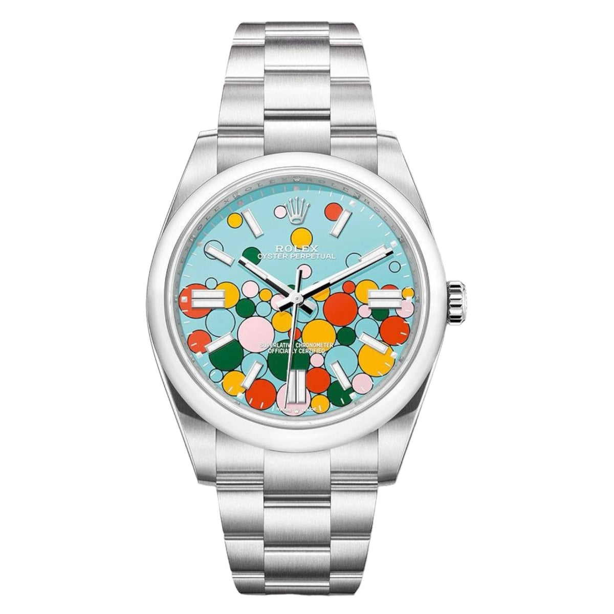 Rolex Oyster Perpetual men's mirror watch, ice blue dial – view 2