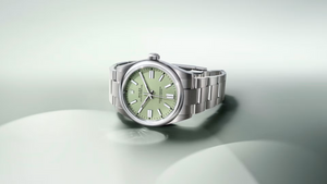 Rolex Oyster Perpetual men's mirror watch, light green dial – view 3