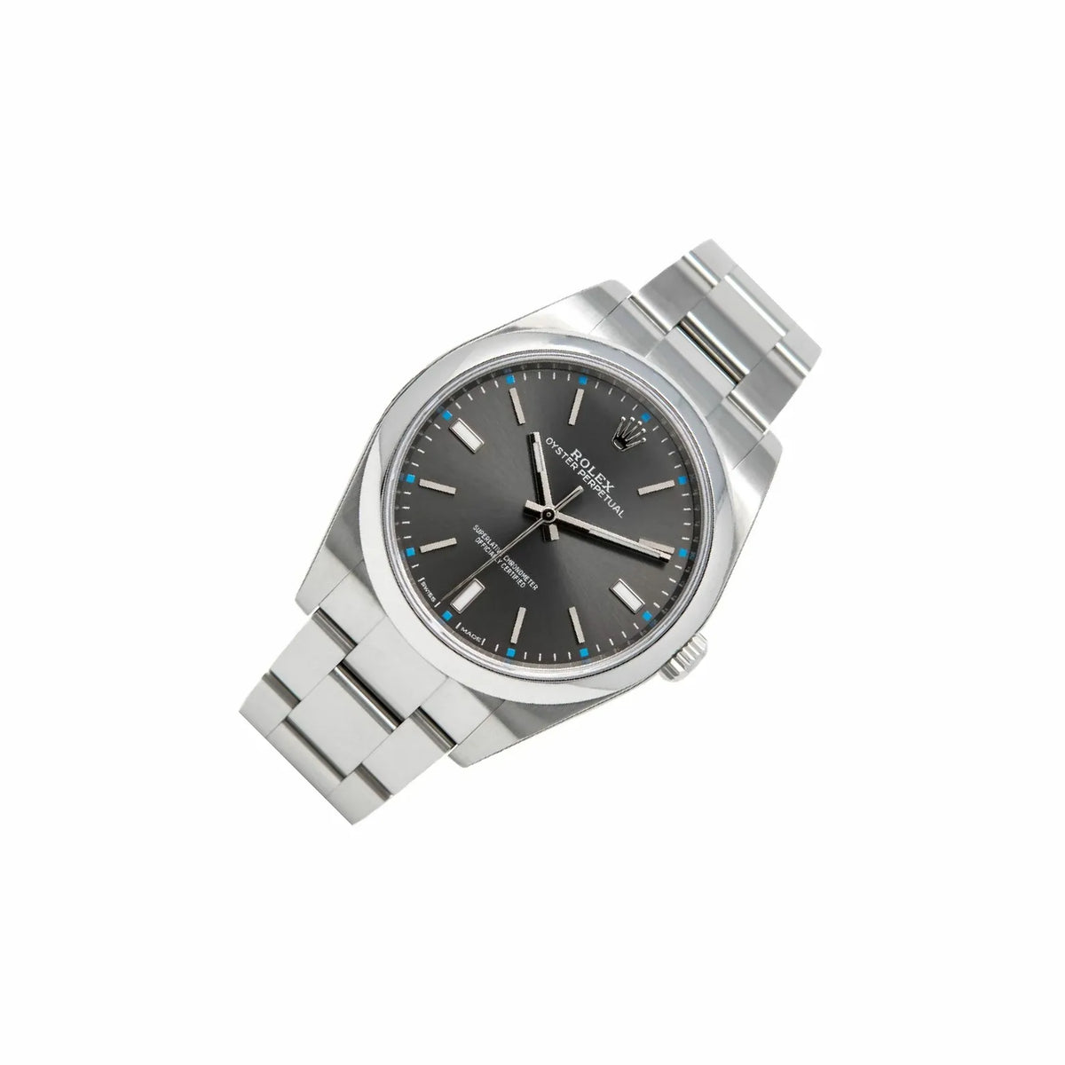 Rolex Oyster Perpetual 39mm men's mirror watch, dark rhodium dial – view 2