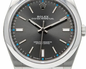 Rolex Oyster Perpetual 39mm men's mirror watch, dark rhodium dial – view 3