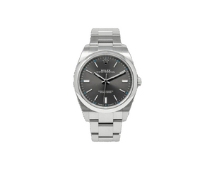 Rolex Oyster Perpetual 39mm men's mirror watch, dark rhodium dial – view 7