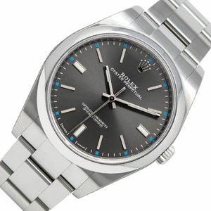 Rolex Oyster Perpetual 39mm men's mirror watch, dark rhodium dial – view 2