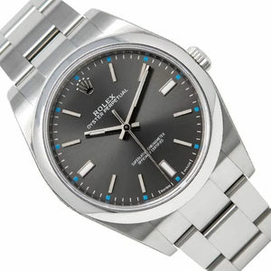 Rolex Oyster Perpetual 39mm men's mirror watch, dark rhodium dial – view 3