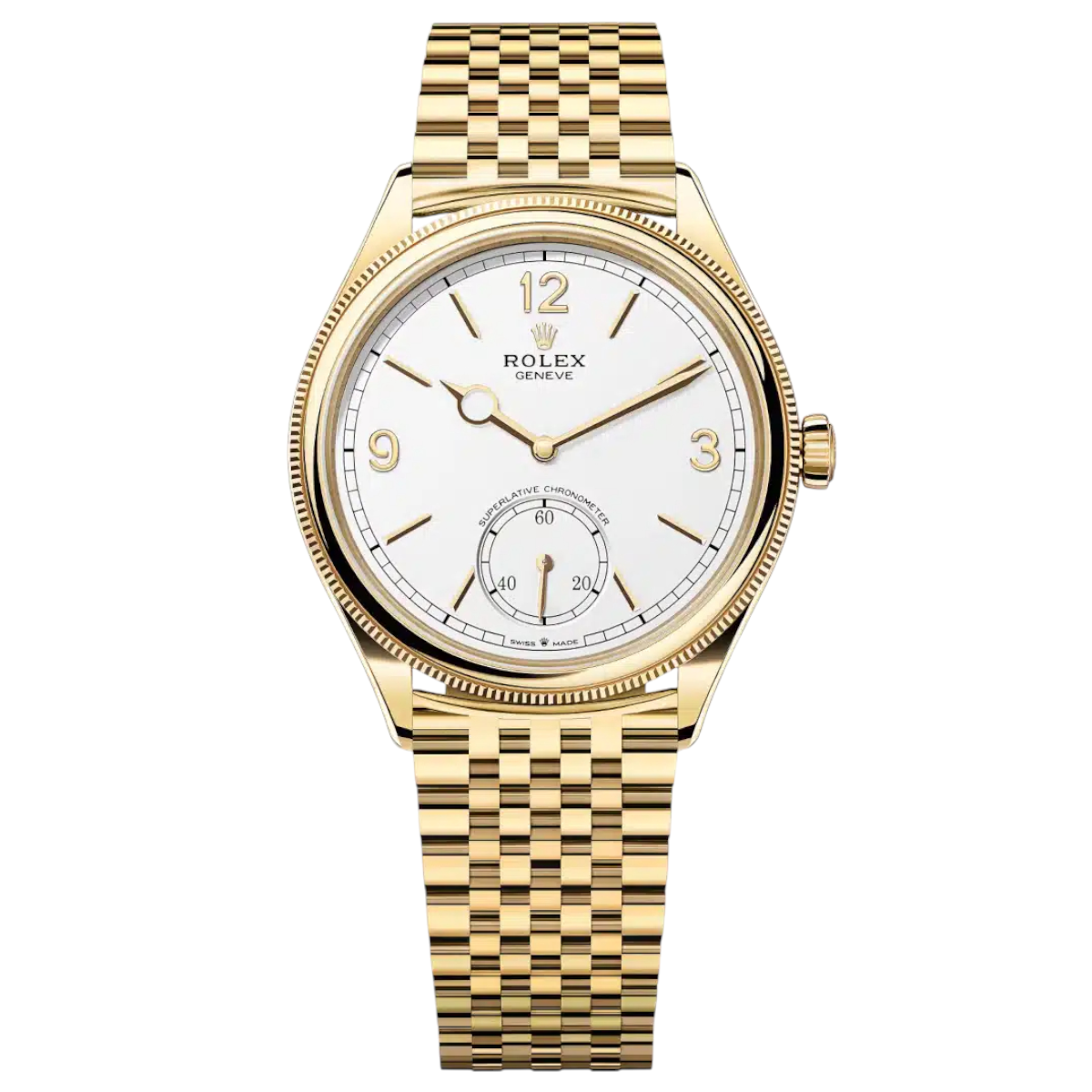 Rolex Perpetual 1908 40mm Men's Mirror Automatic Watch – White Dial & Gold-Tone Stainless Steel Bracelet