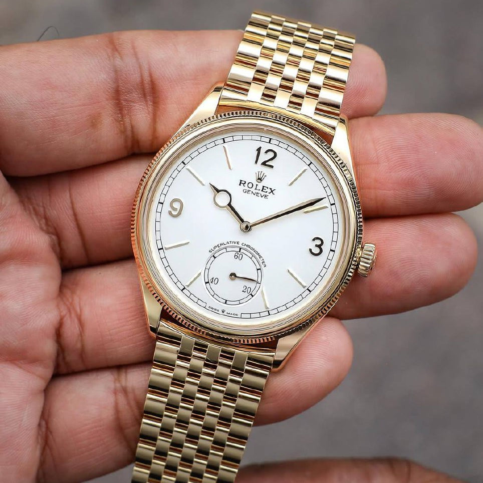 Rolex Perpetual 1908 men's mirror watch, white dial – view 8