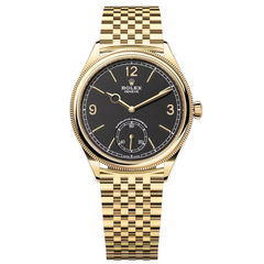 Rolex Perpetual 1908 40mm Men's Mirror Automatic Watch – Black Dial & Gold-Tone Stainless Steel Bracelet