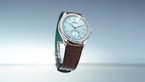 Rolex Perpetual 1908 men's mirror watch, ice blue dial, dark brown leather strap – view 13