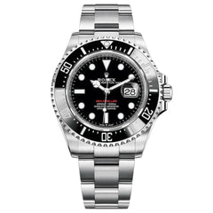 Rolex Sea-Dweller 44mm Men's Mirror Automatic Watch – Black Dial & Silver Stainless Steel Bracelet