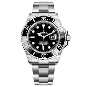 Rolex Sea-Dweller 44mm Men's Mirror Automatic Watch – Black Dial & Silver Stainless Steel Bracelet