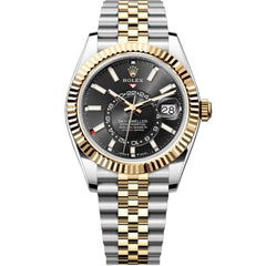 Rolex Sky-Dweller 42mm Men's Mirror Automatic Watch – Black Dial & Two-Tone Silver & Gold-Tone Stainless Steel Bracelet