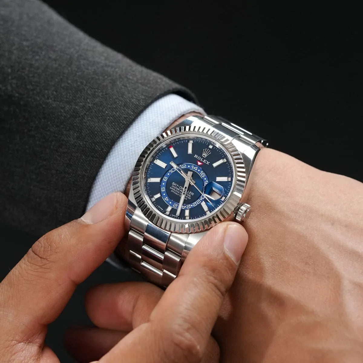 Rolex Sky-Dweller men's mirror watch, blue dial – view 14