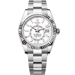 Rolex Sky-Dweller 42mm Men's Mirror Automatic Watch – White Dial & Silver Stainless Steel Bracelet