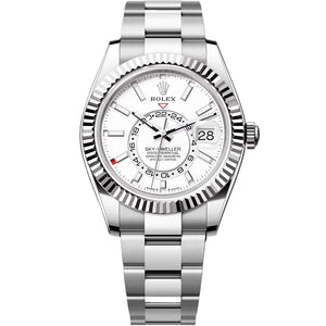Rolex Sky-Dweller 42mm Men's Mirror Automatic Watch – White Dial & Silver Stainless Steel Bracelet