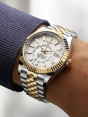 Rolex Sky-Dweller men's mirror watch, white dial – view 6