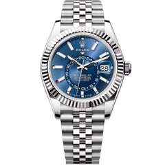 Rolex Sky-Dweller 42mm Men's Mirror Automatic Watch – Blue Dial & Silver Stainless Steel Five-Link Bracelet