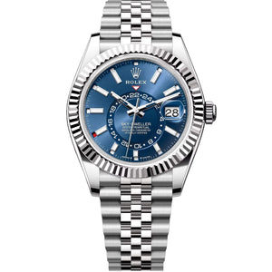 Rolex Sky-Dweller 42mm Men's Mirror Automatic Watch – Blue Dial & Silver Stainless Steel Five-Link Bracelet