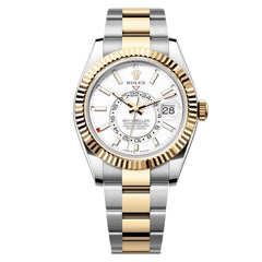 Rolex Sky-Dweller 43mm Men's Mirror Automatic Watch – White Dial & Two-Tone Silver & Gold-Tone Stainless Steel Bracelet