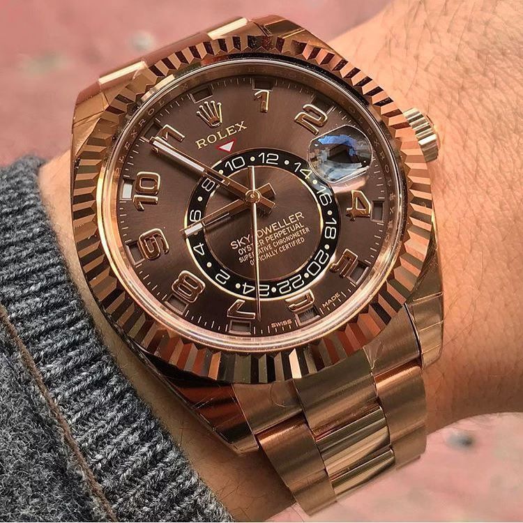 Rolex Sky-Dweller men's mirror watch, copper dial – view 4