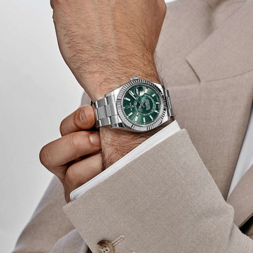 Rolex Sky-Dweller 42mm men's mirror watch, green dial – view 3