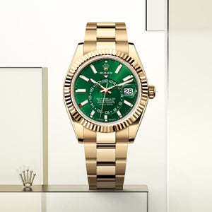 Rolex Sky-Dweller men's mirror watch, green dial – view 3