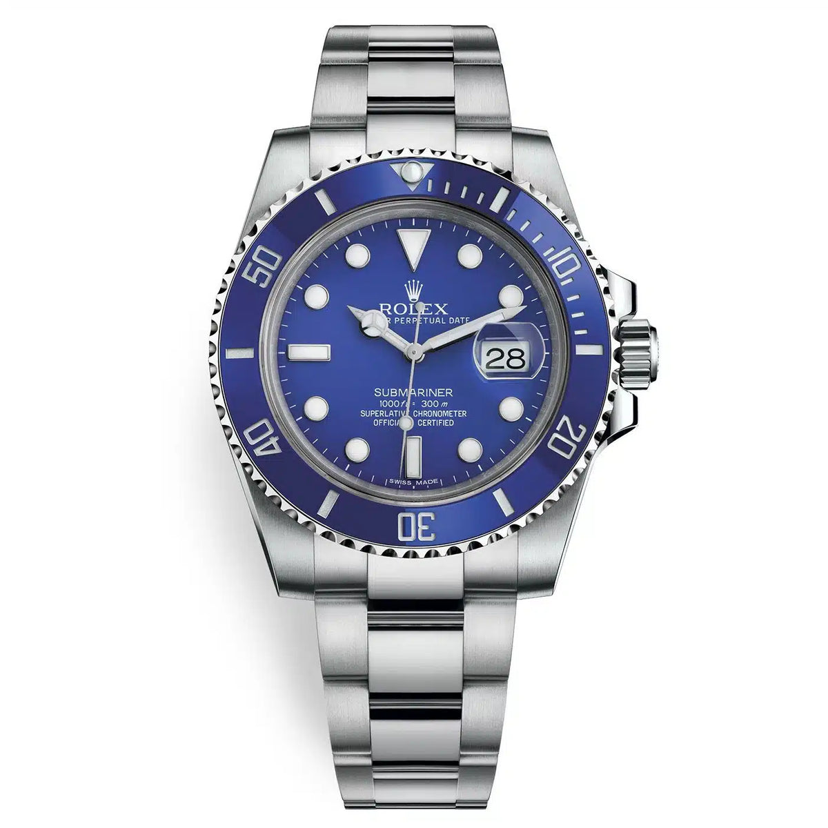 Rolex Submariner 41mm Men's Mirror Automatic Watch – Blue Dial, Blue Bezel & Silver Stainless Steel Bracelet