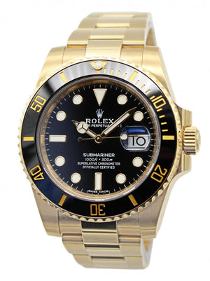 Rolex Submariner men's mirror watch, black dial, gold-tone stainless steel bracelet – view 2