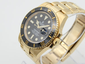 Rolex Submariner men's mirror watch, black dial, gold-tone stainless steel bracelet – view 3
