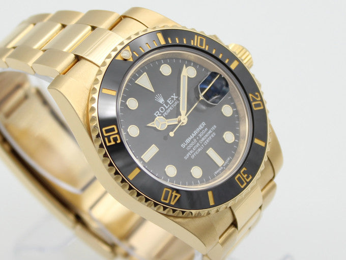 Rolex Submariner men's mirror watch, black dial, gold-tone stainless steel bracelet – view 4