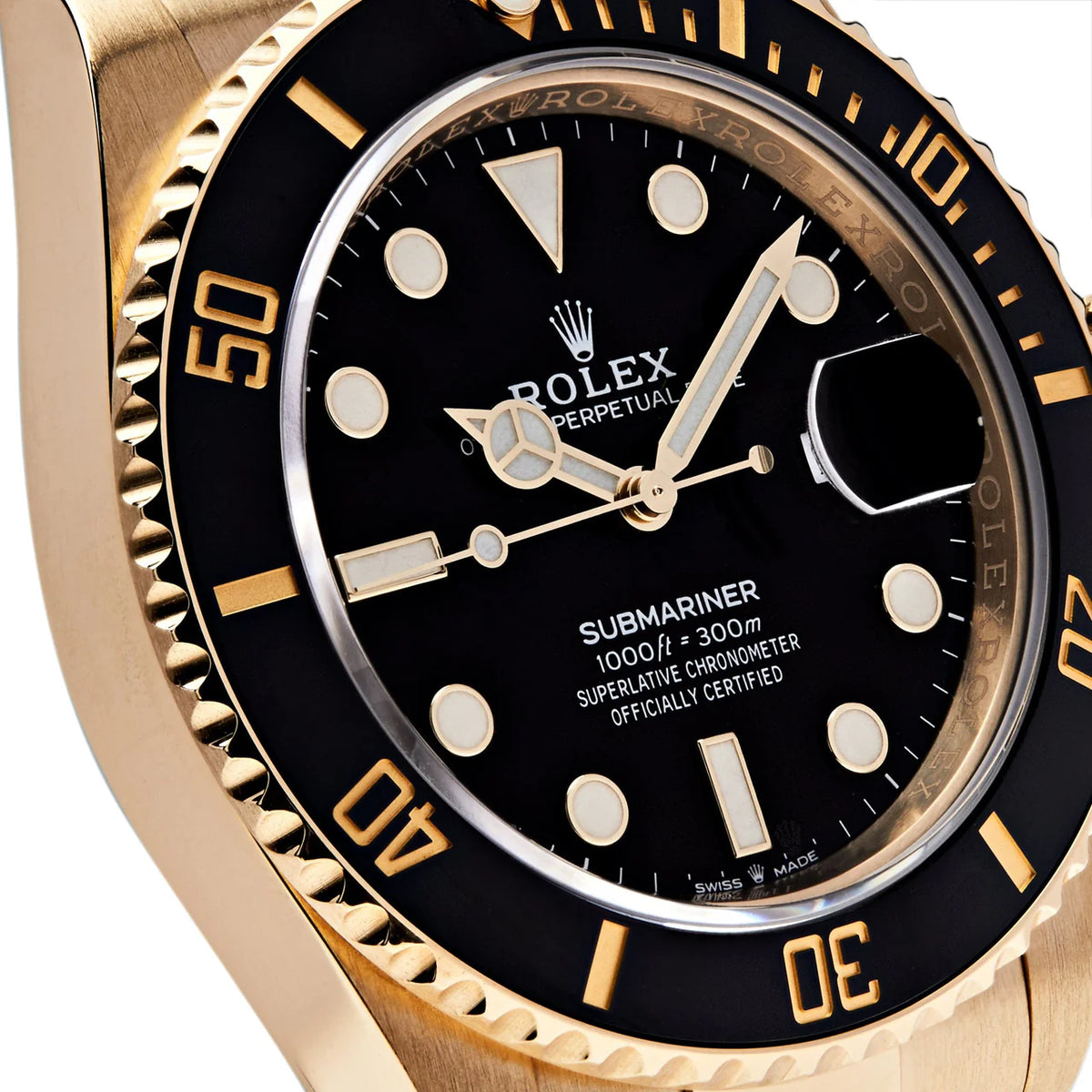 Rolex Submariner men's mirror watch, black dial, gold-tone stainless steel bracelet – view 7