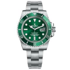 Rolex Submariner 41mm Men's Mirror Automatic Watch – Green Dial & Silver Stainless Steel Bracelet
