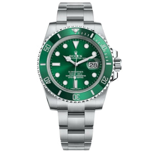 Rolex Submariner 41mm Men's Mirror Automatic Watch – Green Dial & Silver Stainless Steel Bracelet