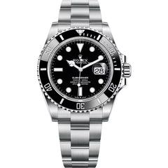 Rolex Submariner 41mm Men's Mirror Automatic Watch – Black Dial & Silver Stainless Steel Bracelet
