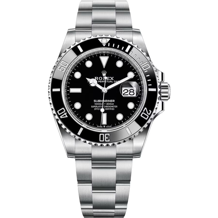 Rolex Submariner 41mm Men's Mirror Automatic Watch – Black Dial & Silver Stainless Steel Bracelet