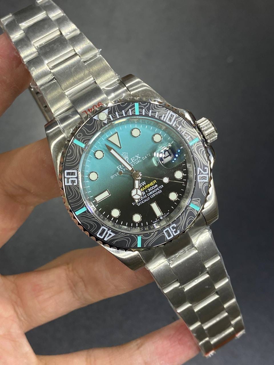 Rolex Submariner 41mm men's mirror watch, teal ombré dial – view 11
