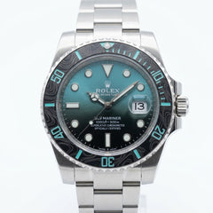 Rolex Submariner 41mm Men's Mirror Automatic Watch – Teal Ombré Dial, Black Patterned Bezel & Silver Stainless Steel Bracelet
